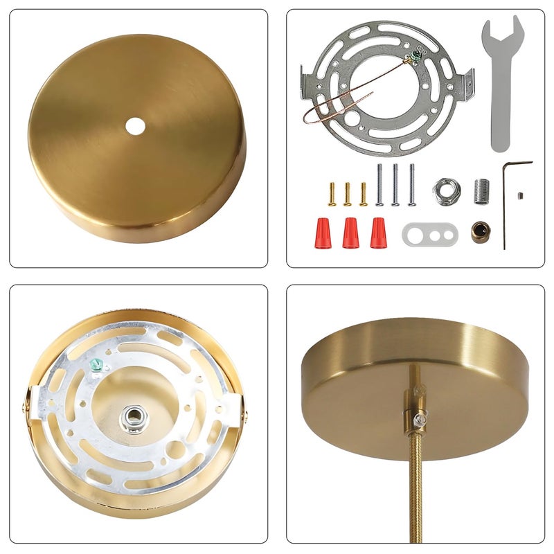 KCO Lighting 4.7 Inches Brass Ceiling Light Canopy Kit, Vintage Chandelier Plate Cover, Light Fixture Mounting Hardware for Hanging Lamp Fixture - Image 5